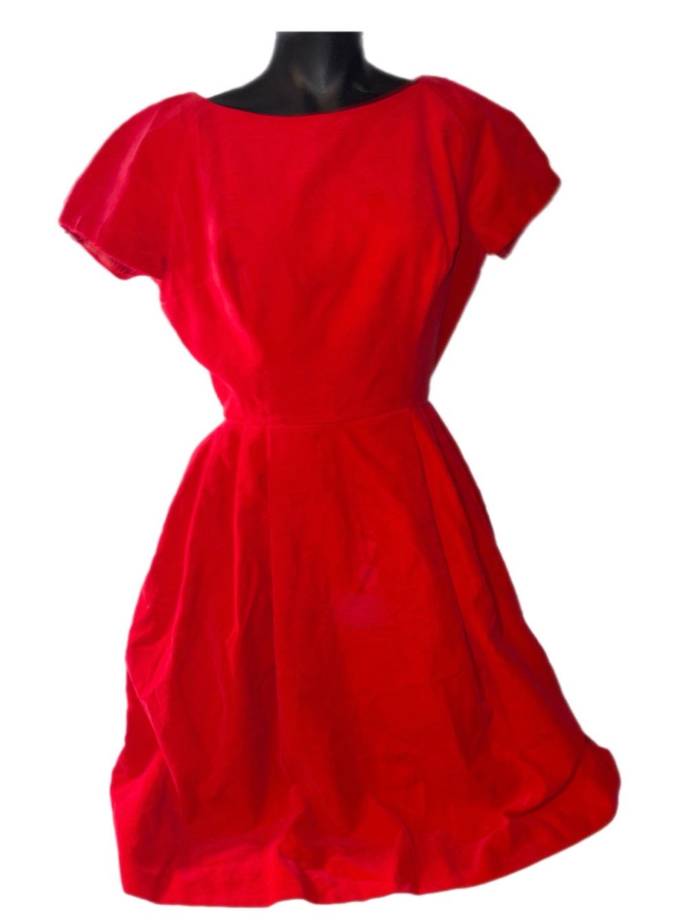 Vintage Lined  Red Velvet Women's Fit-and-Flare Dress